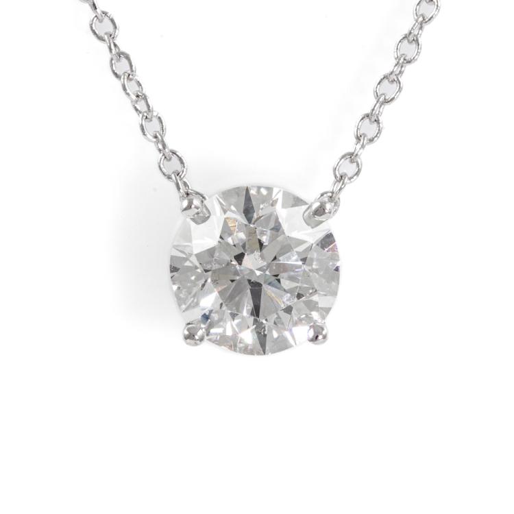 Diamond Sideways Curved Cross Pendant Necklace 14k White Gold 1.10ct -  AZ3980